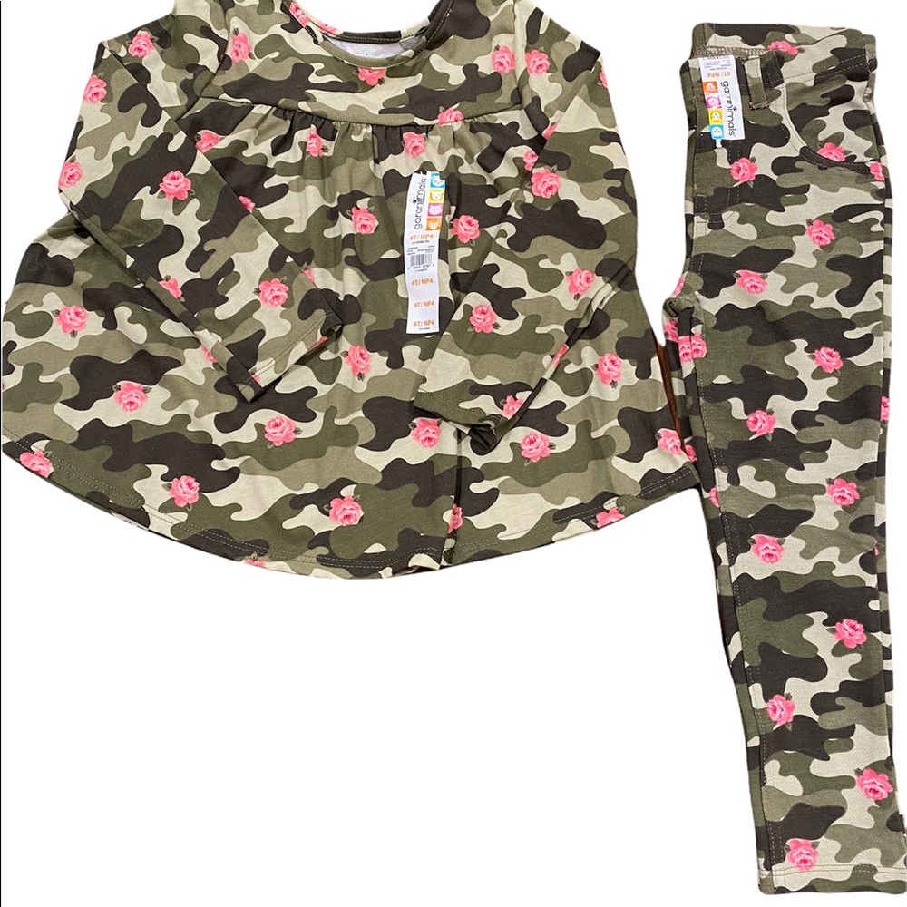 Garanimals Toddlers Camo and Flowers Pants set. Size 4T NWT!